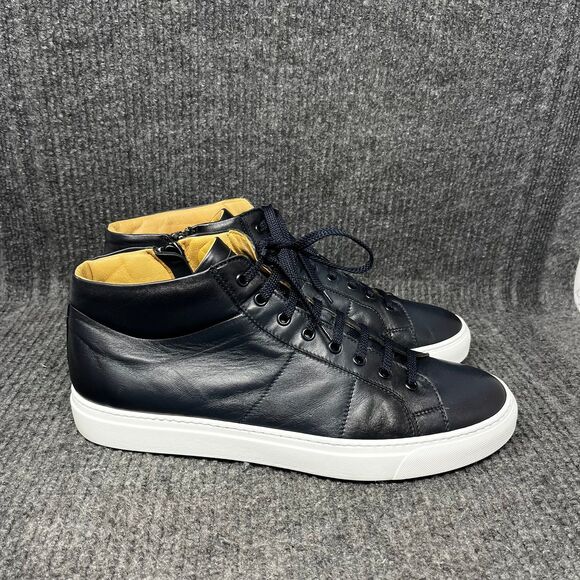 To Boot New York Rayburn High Top Sneakers Side Zip Leather Navy Blue Mens 12 - Picture 1 of 8